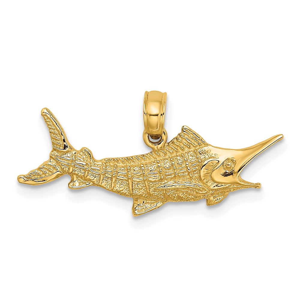 K7670.jpg 14K Textured 2-D Marlin Fish Charm - Image 1