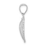 14K White Gold Textured Scallop Shell Charm - Image 2