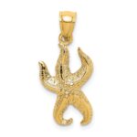 14K Textured Starfish Charm