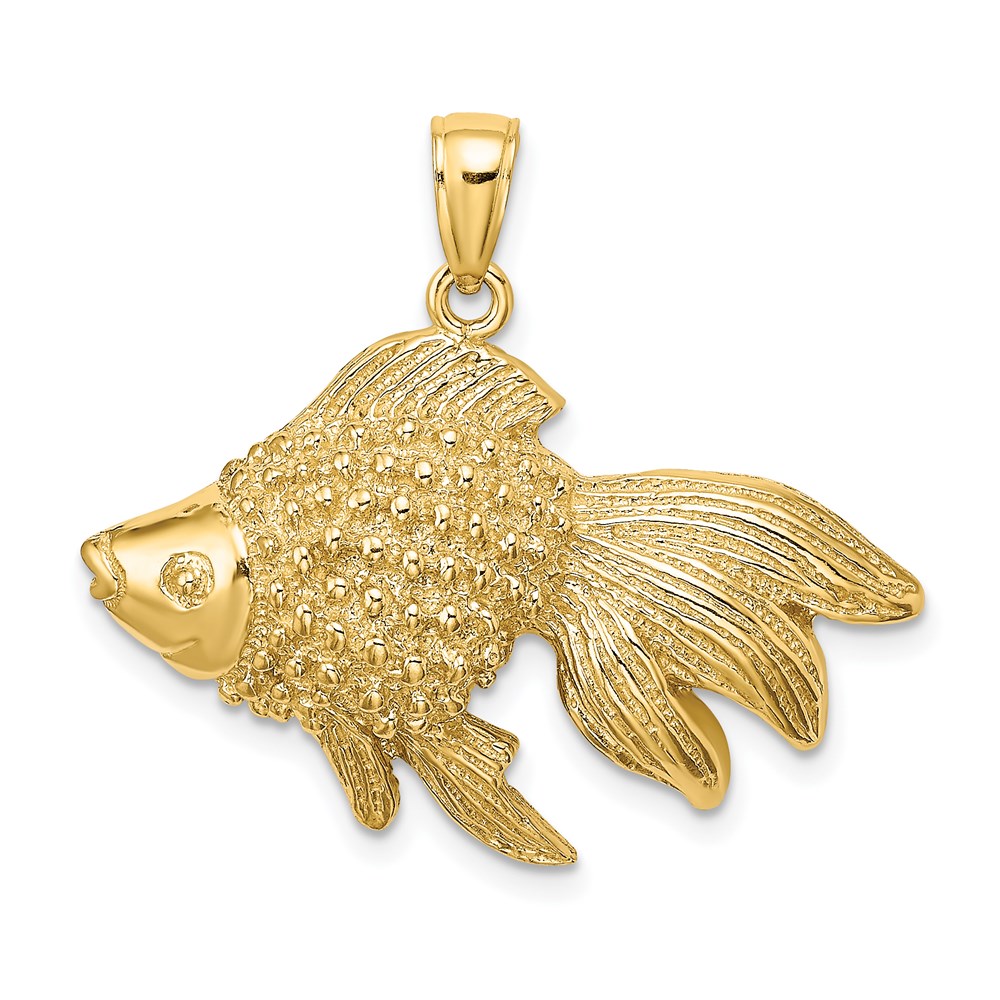 K7692.jpg 14K Large 2-D Textured Goldfish Charm - Image 1