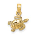 14K Textured Sea Turtle Charm