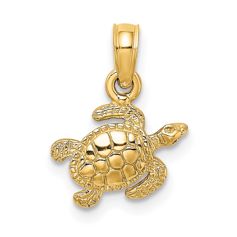 K7697.jpg 14K Textured Sea Turtle Charm - Image 1