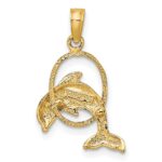 14K Small Polished Dolphin Jumping Through Hoop Charm - Image 4
