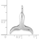 14K White Gold 3-D Polished Whale Tail Charm - Image 4