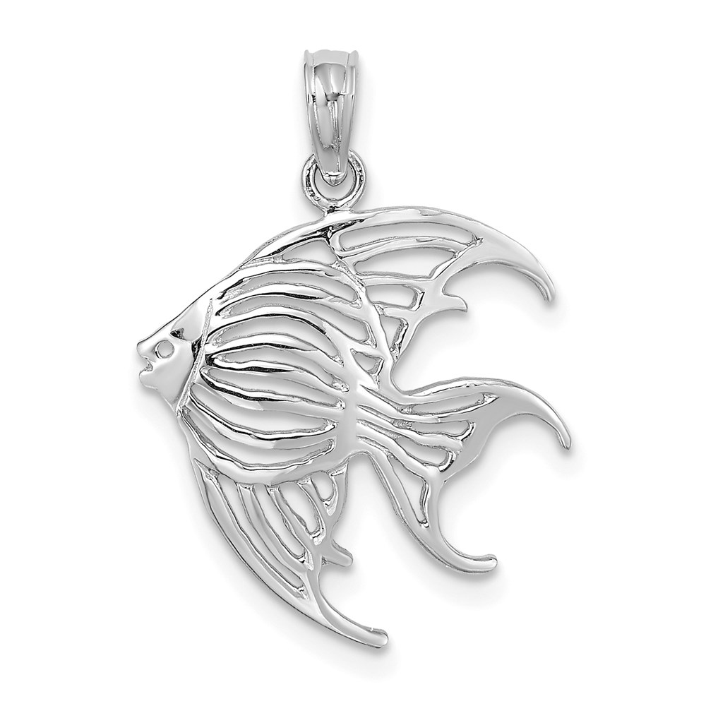 K7736W.jpg 14K White Gold Cut-Out Angelfish Charm - Image 1