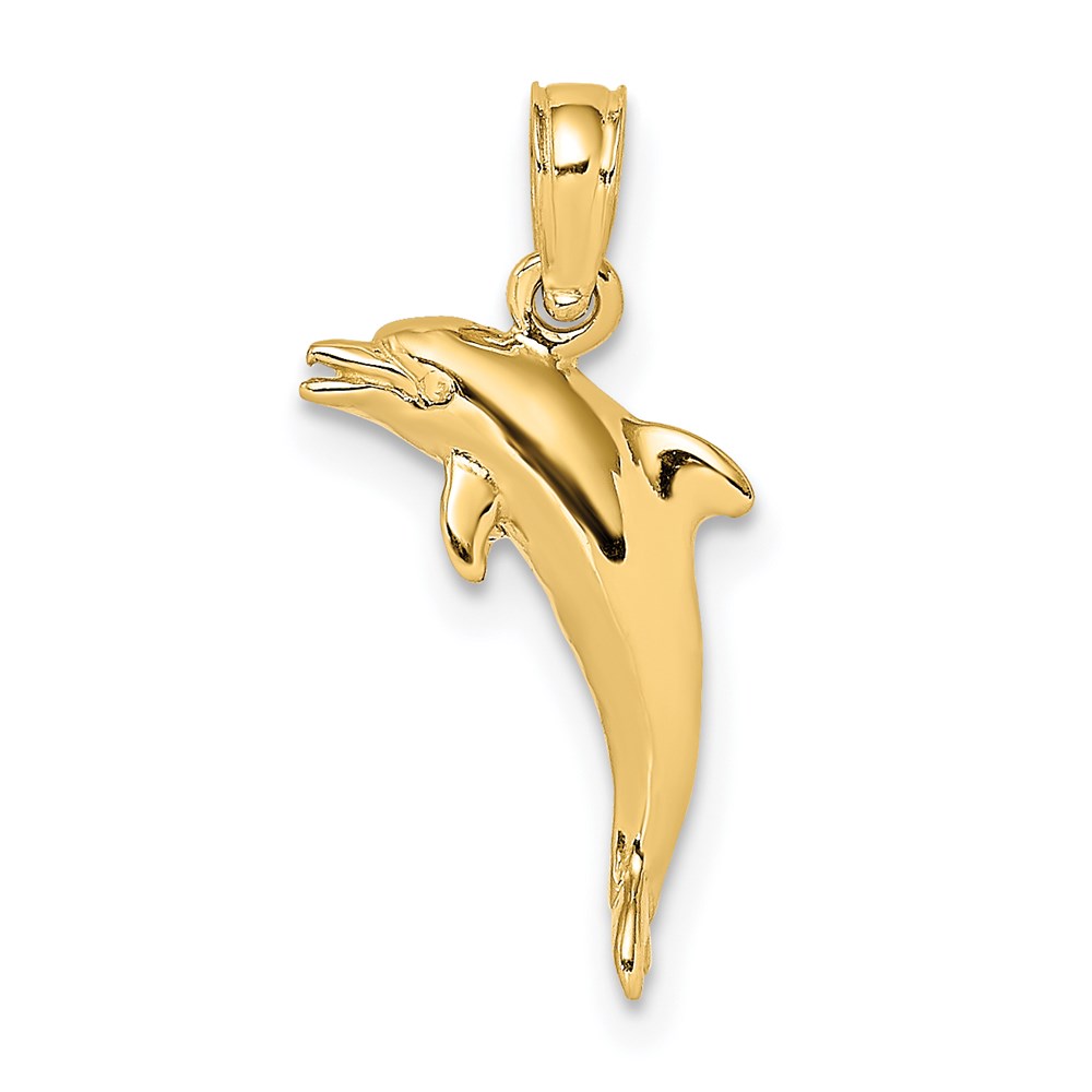 K7739.jpg 14K 3-D Polished Mini Dolphin Jumping Charm - Image 1
