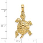 14K Polished and Textured Turtle Charm - Image 3
