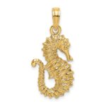 14K Textured Seahorse Charm