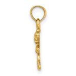 14K Textured Mini Double Dolphins and Waves Charm - Image 2