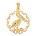 14K Pelican In Circle Charm