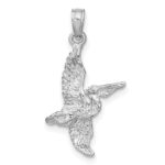 14K White Gold 3-D Pelican Flying Charm