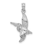 14K White Gold 3-D Pelican Flying Charm - Image 3