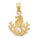 14K Textured Mini Seahorse and Coral Charm - Image 4