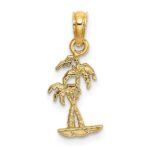 14K Texture Mini Double Palm Trees Charm - Image 2