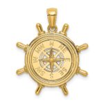 14K Ships Wheel with Nautical Compass Charm
