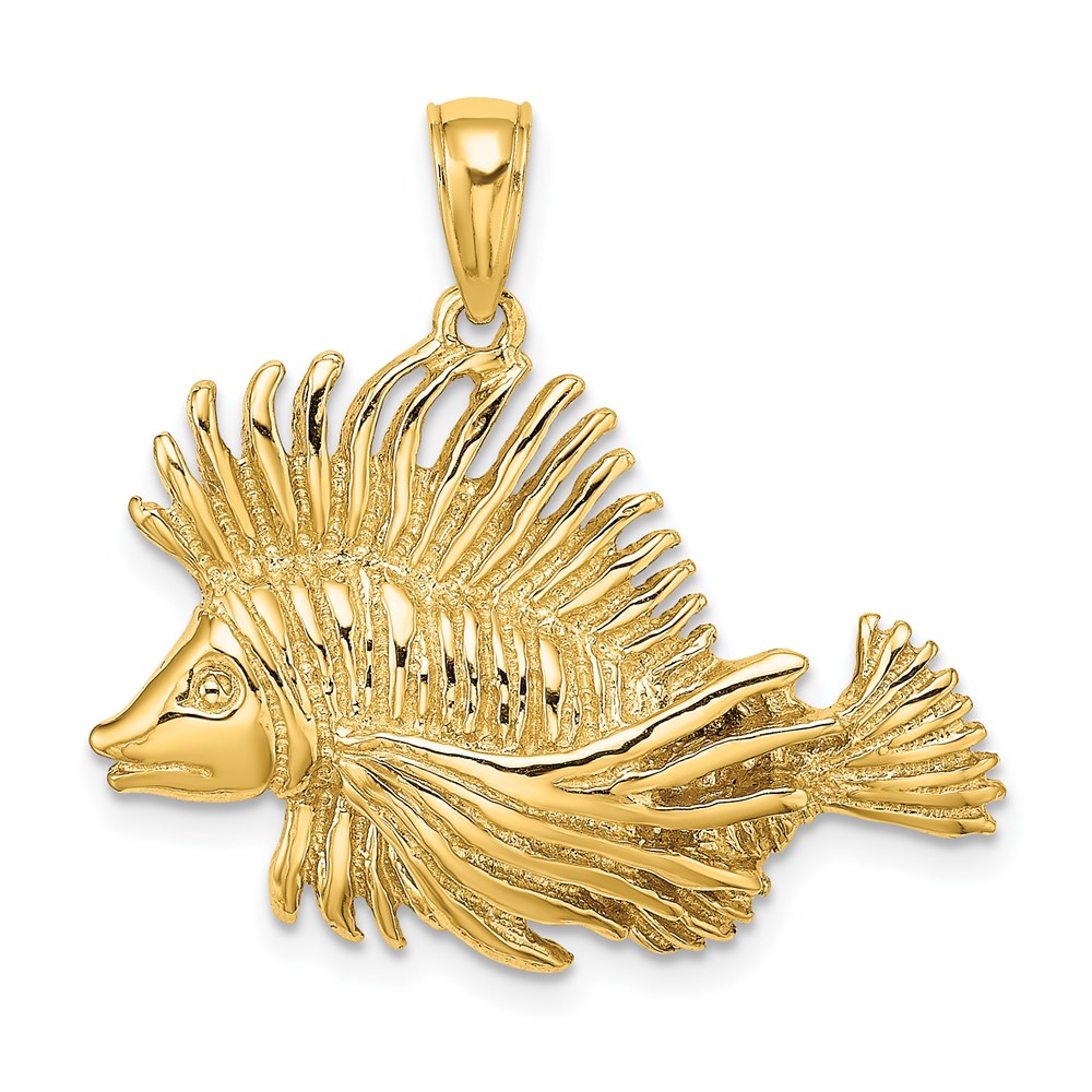 K7867.jpg 14K 2-D Polished and Textured Lion Fish Charm - Image 1