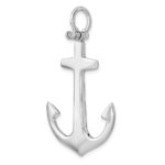 14K White Gold 3-D Polished Large Anchor Charm - Image 5