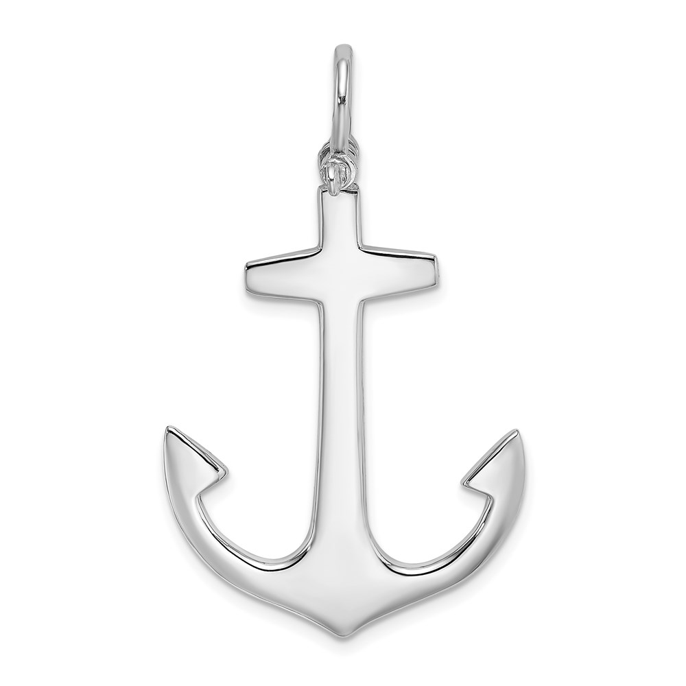 K7877W.jpg 14K White Gold 3-D Polished Large Anchor Charm - Image 1