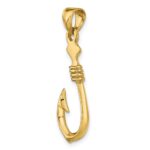 14K 3-D Large Fish Hook with Rope Charm - Image 5