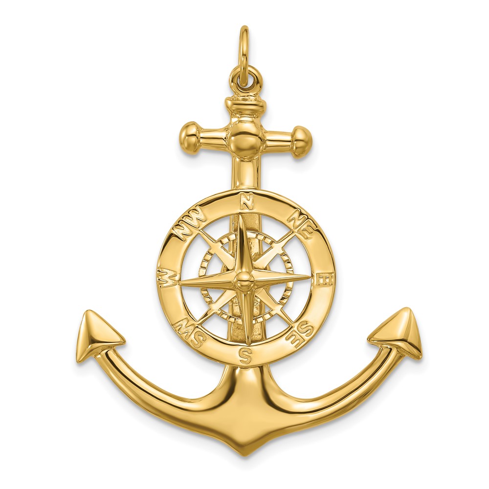 K7891.jpg 14K Large Anchor with Nautical Compass Charm - Image 1