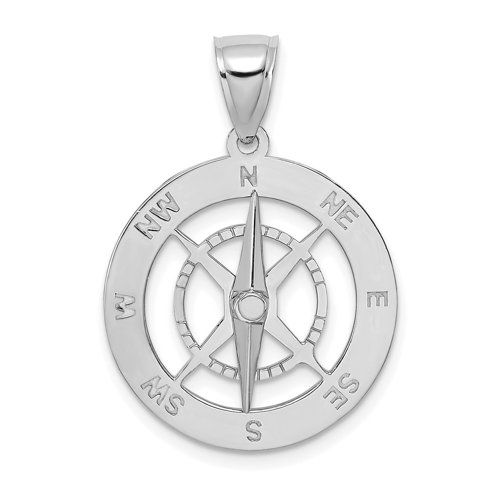 K7898W.jpg 14K White Gold Nautical Compass with Moveable Needle Charm - Image 1