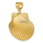 14K Large 3-D Textured Scallop Shell Charm - Image 5