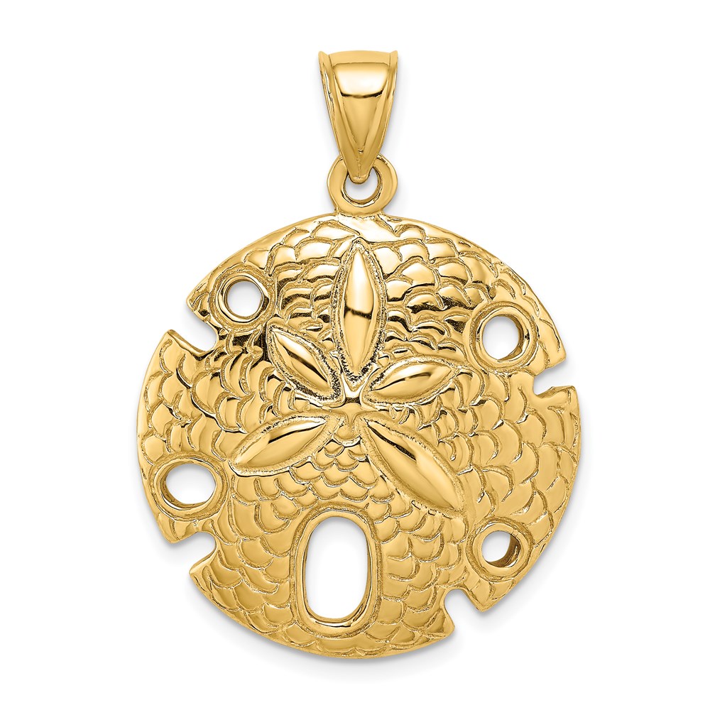 K7908.jpg 14K Polished and Textured Large Sand Dollar Charm - Image 1