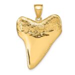 14K Large Solid Polished 3-D Shark Tooth Pendant - Image 4