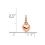 14K Rose Polished 3-D Puffed Heart Charm - Image 4