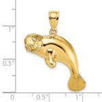14K 2-D Polished Swimming Manatee Charm - Image 3