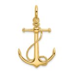 14K 3-D Anchor with Long T-Bar and Shackle Bail Charm