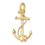 14K 3-D Anchor with Long T-Bar and Shackle Bail Charm - Image 5