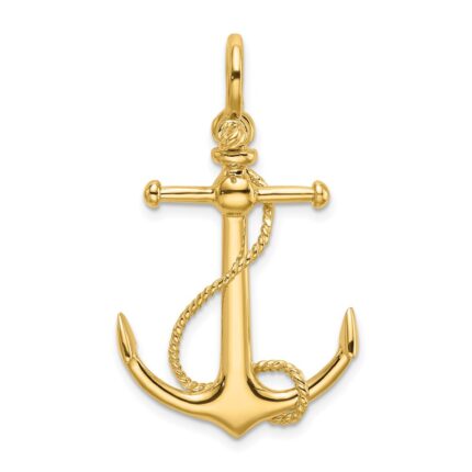 14K 3-D Anchor with Long T-Bar and Shackle Bail Charm