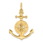 14K 3-D Small Anchor with Nautical Compass Charm