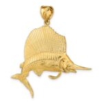 14K Large 3-D Polished and Satin Sailfish Charm - Image 5