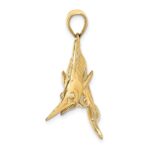 14K Large 3-D Polished and Satin White Marlin Charm - Image 2