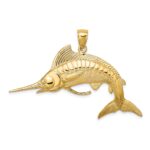 14K Large 3-D Polished and Satin White Marlin Charm - Image 4