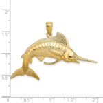 14K Large 3-D Polished and Satin White Marlin Charm - Image 3