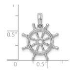 14K White Gold 3-D Ships Wheel Charm - Image 3