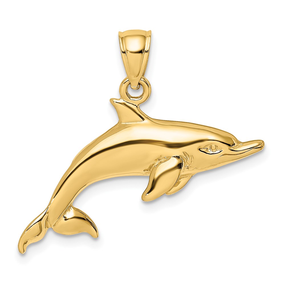 K8053.jpg 14K Polished Swimming Dolphin Charm - Image 1