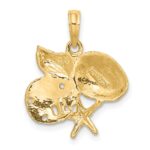 14K Polished Shell, Starfish and Sand Dollar Cluster Charm - Image 4