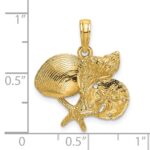 14K Polished Shell, Starfish and Sand Dollar Cluster Charm - Image 3