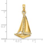 14K 3-D Polished Sailboat Charm - Image 3