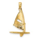 14K 3-D Textured Windsail Surfing Board Charm - Image 4