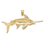 14K Large 2-D Polished and Satin Swordfish Charm - Image 4
