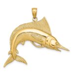 14K 2-D Polished and Satin Striped Marlin Charm