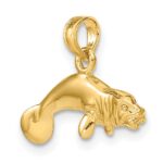 14K 3-D Polished Swimming Manatee Charm - Image 5