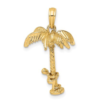 14K 3-D Palm Tree with Moveable Man Charm