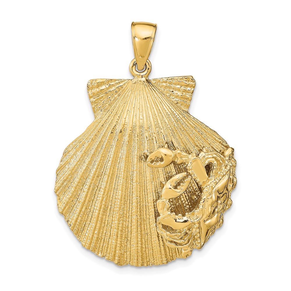 K8152.jpg 14k Large Scallop Shell with Crab Pendant - Image 1