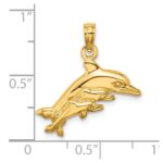 14K Dolphin with 2 Baby Dolphins Charm - Image 3